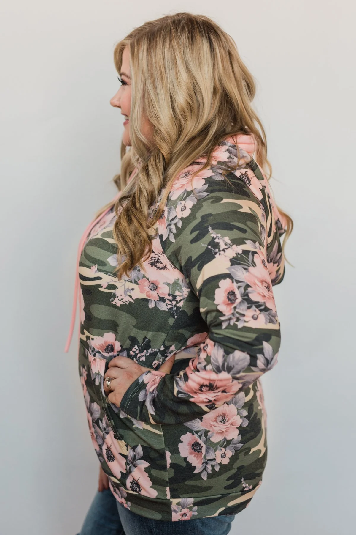 Found By You Camo & Floral Hoodie - Blush - Image 10