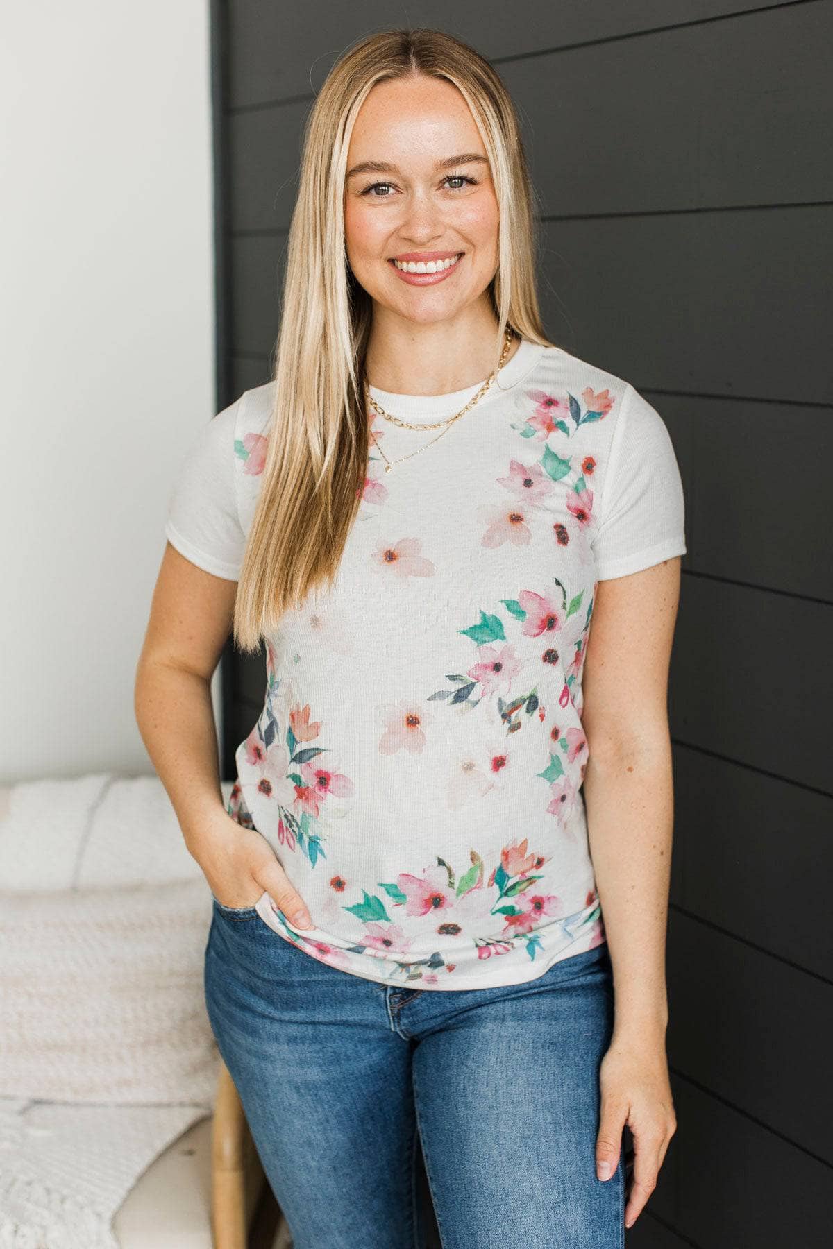Found My Happiness Floral Top- Ivory & Pink - Image 2