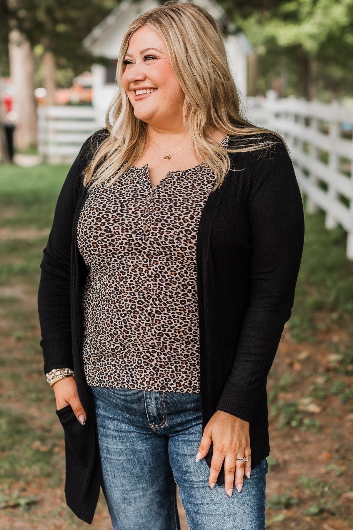 Found Myself Open Front Knit Cardigan- Black