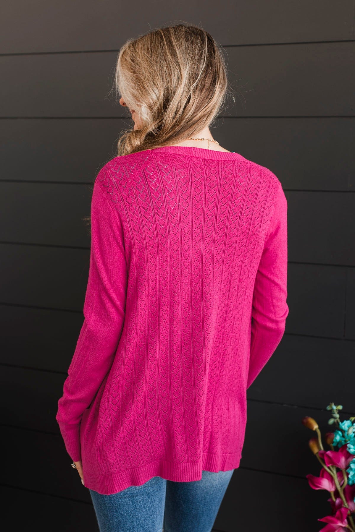 Found Myself Open Front Knit Cardigan- Hot Pink - Image 10
