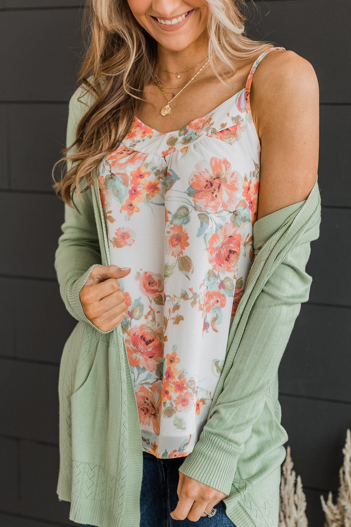 Found Myself Open Front Knit Cardigan- Mint - Image 2