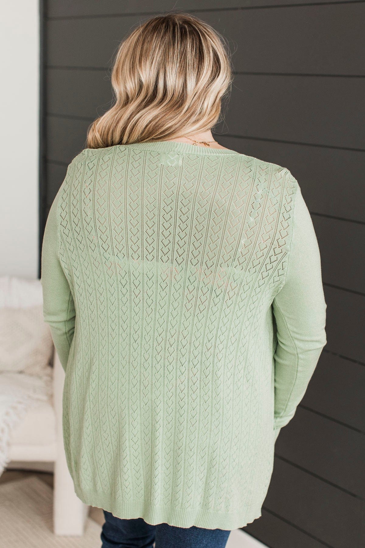 Found Myself Open Front Knit Cardigan- Mint - Image 7