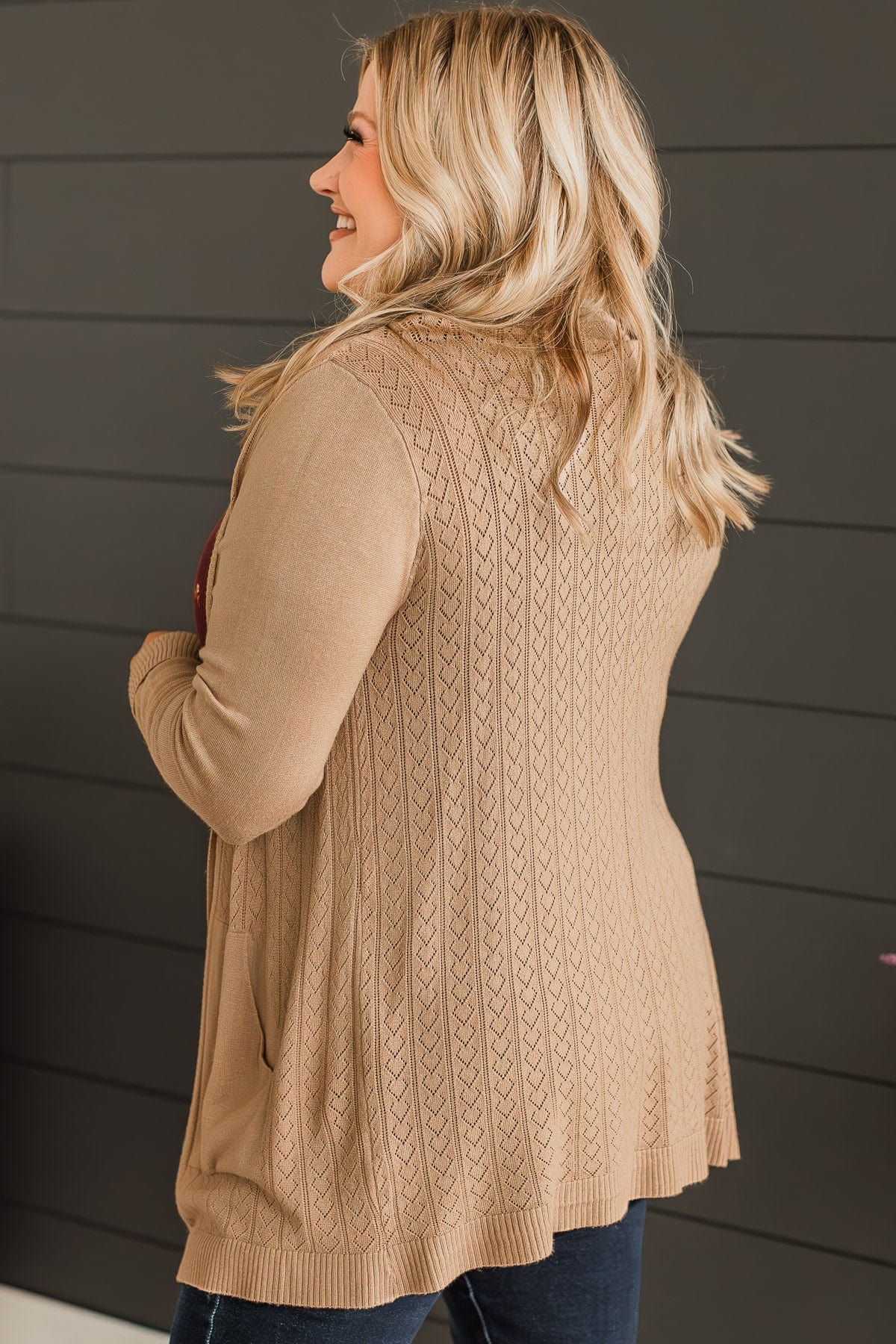 Found Myself Open Front Knit Cardigan- Taupe - Image 5