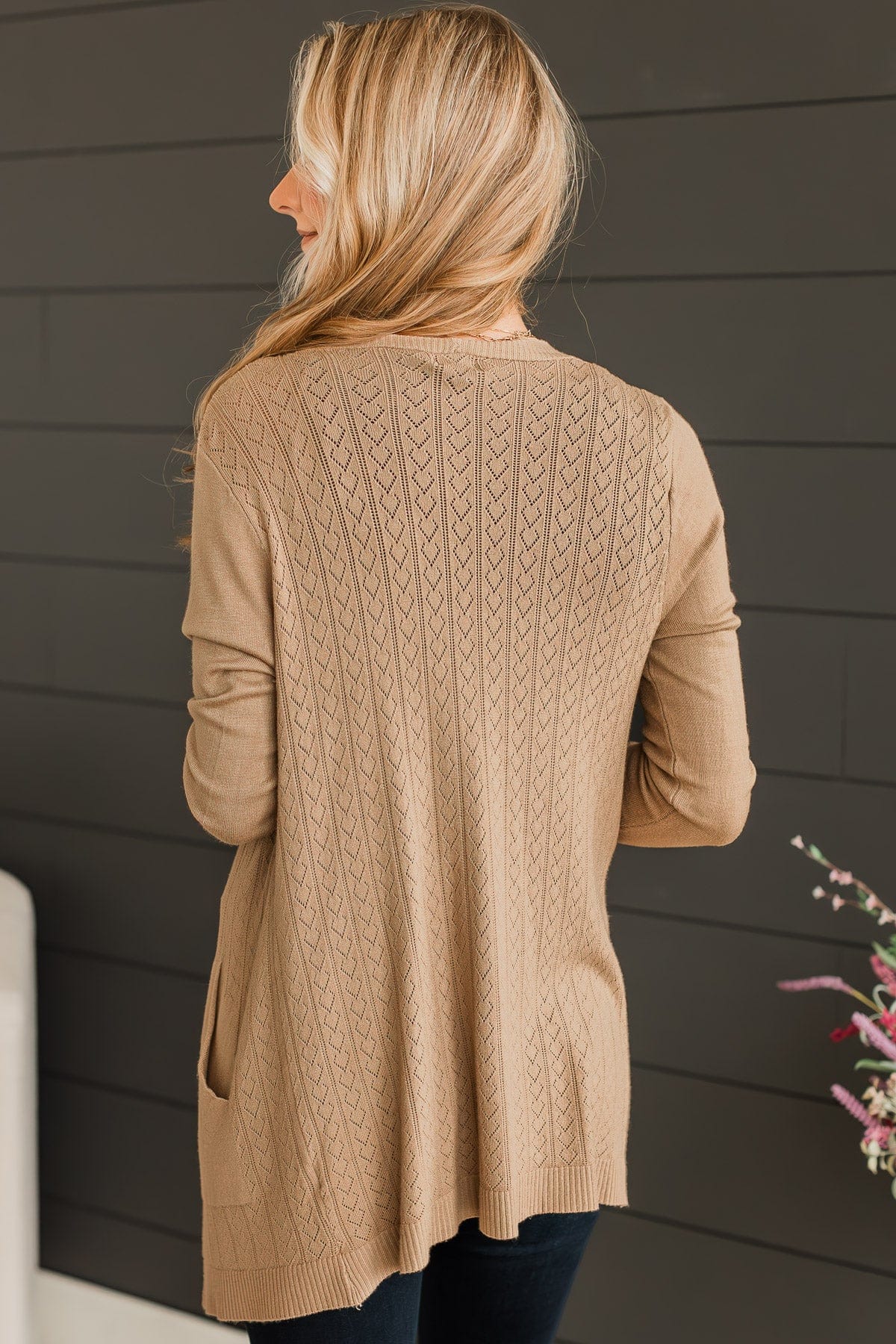 Found Myself Open Front Knit Cardigan- Taupe - Image 7