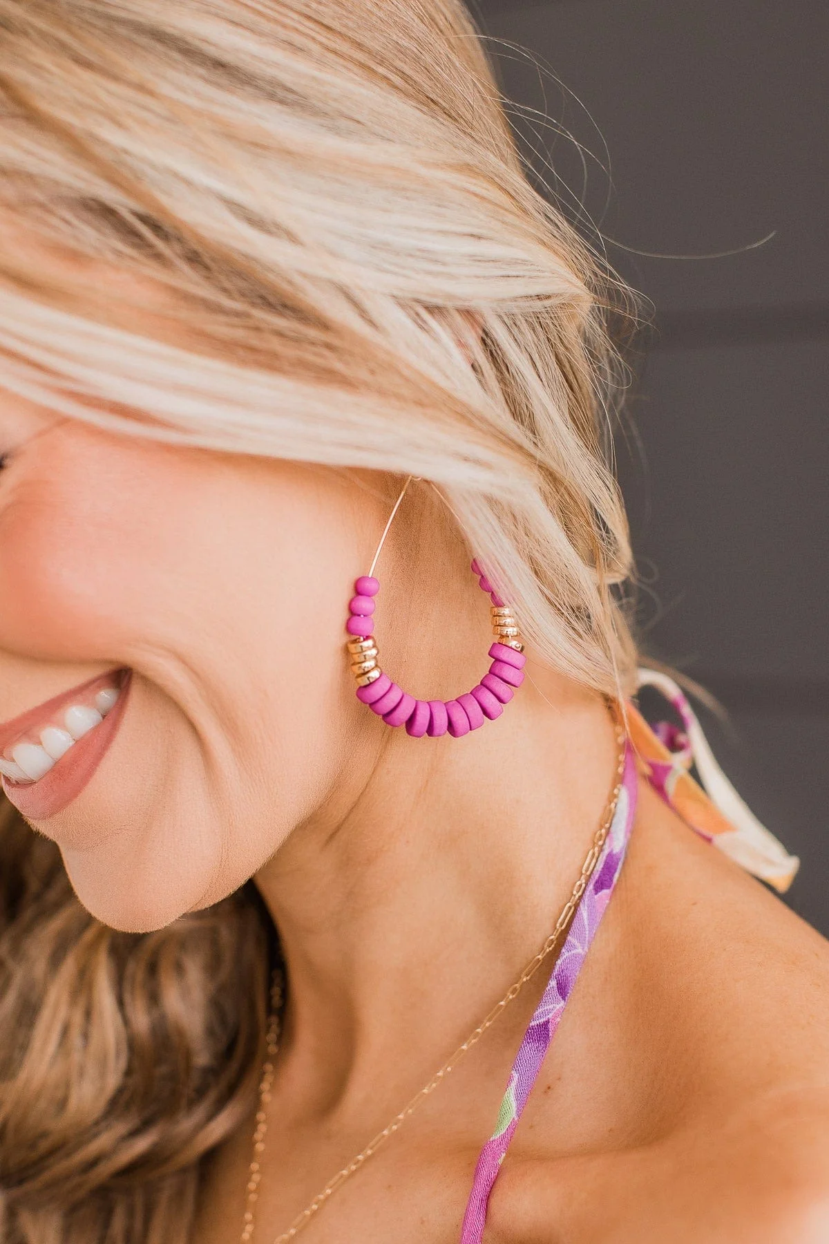 Found True Love Teardrop Dangle Earrings- Magenta - Image 2