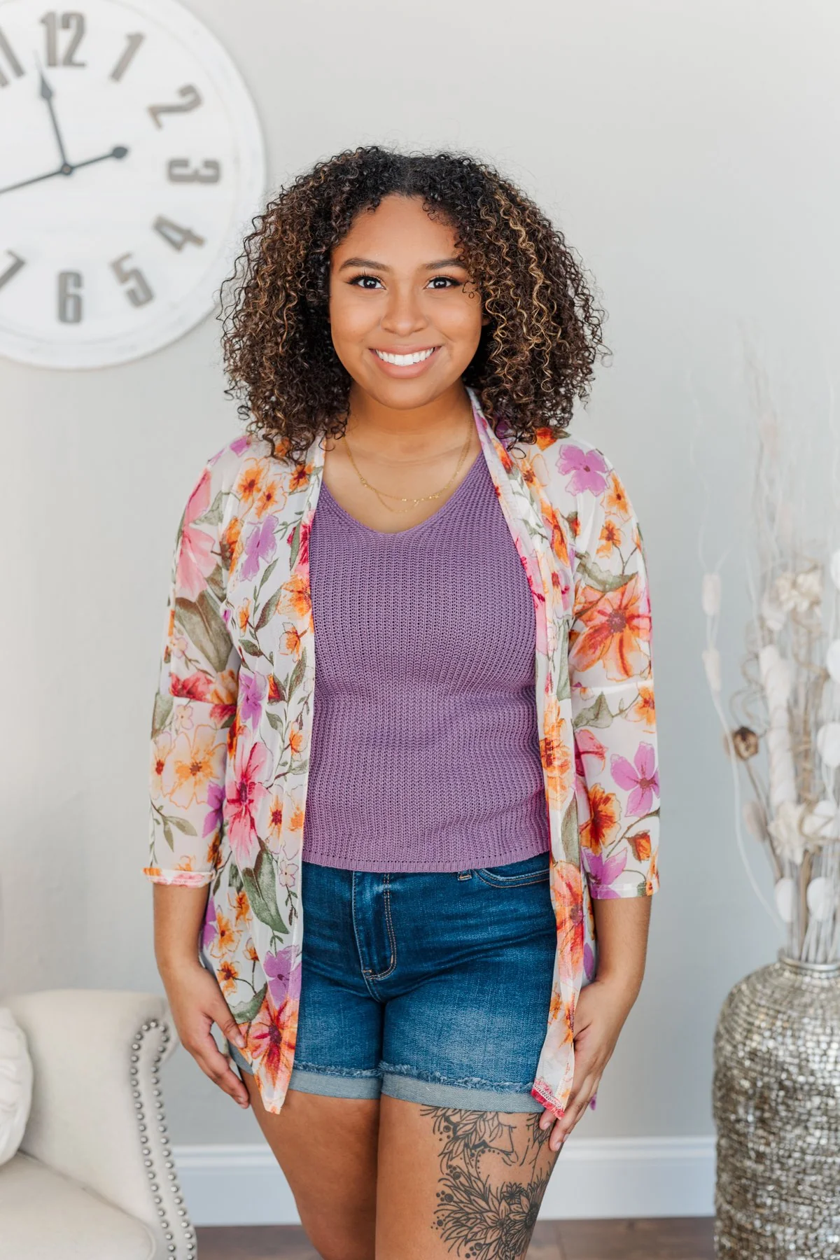 Fragrant Flowers Lightweight Kimono- Pink, Orange & Ivory - Image 12
