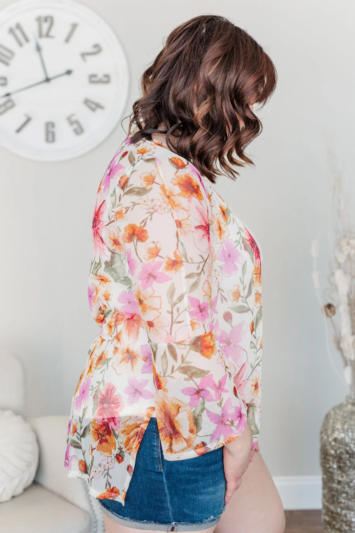 Fragrant Flowers Lightweight Kimono- Pink, Orange & Ivory - Image 15