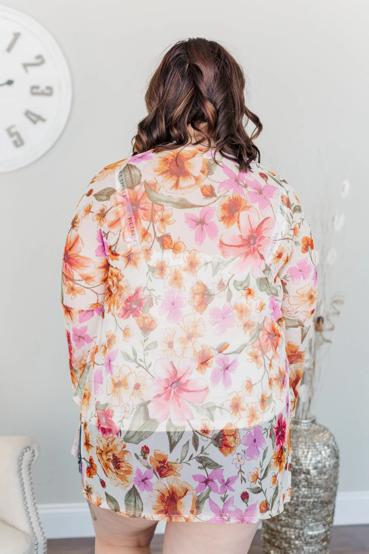 Fragrant Flowers Lightweight Kimono- Pink, Orange & Ivory - Image 16