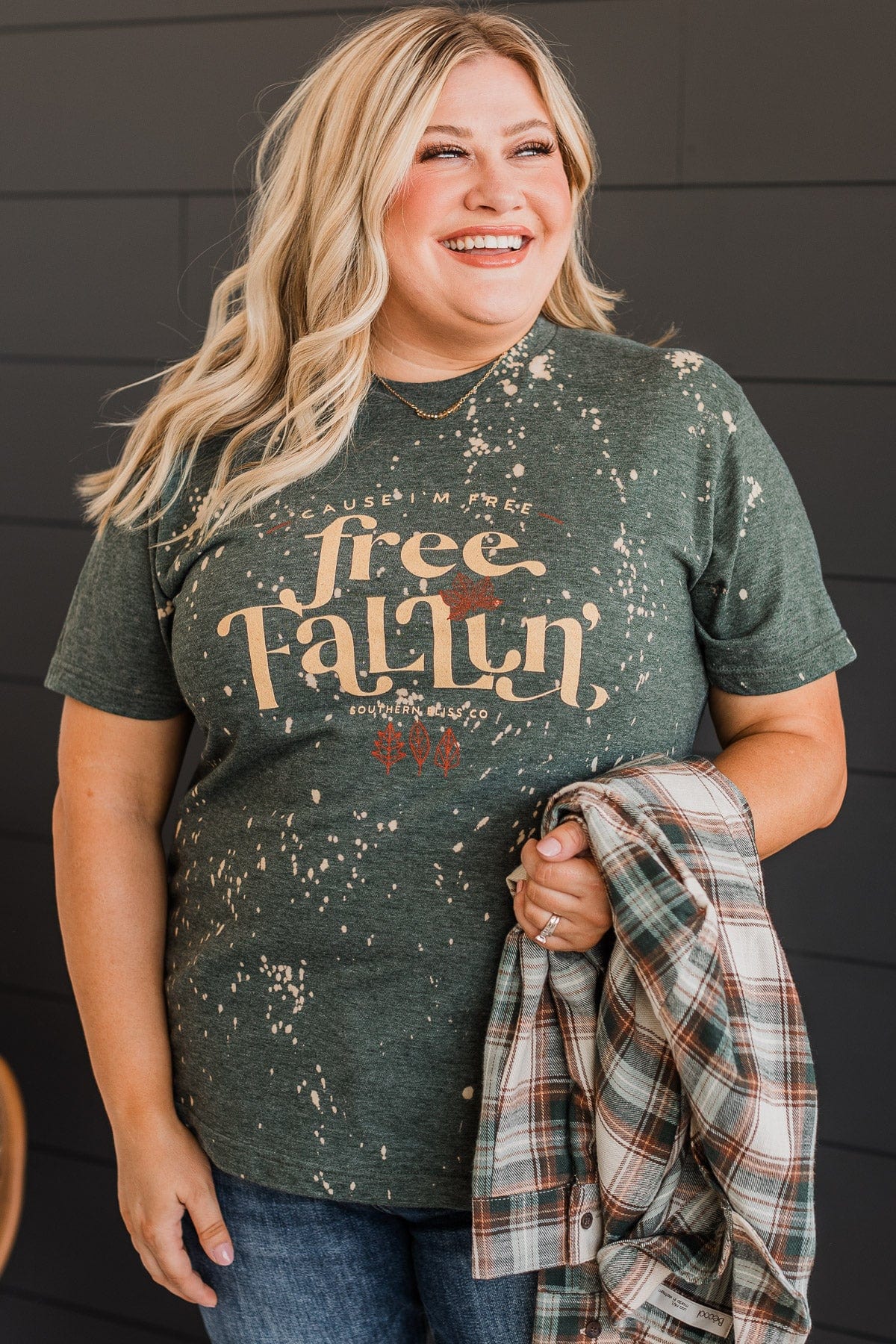 "Free Fallin" Graphic Tee- Forest Green - Image 3