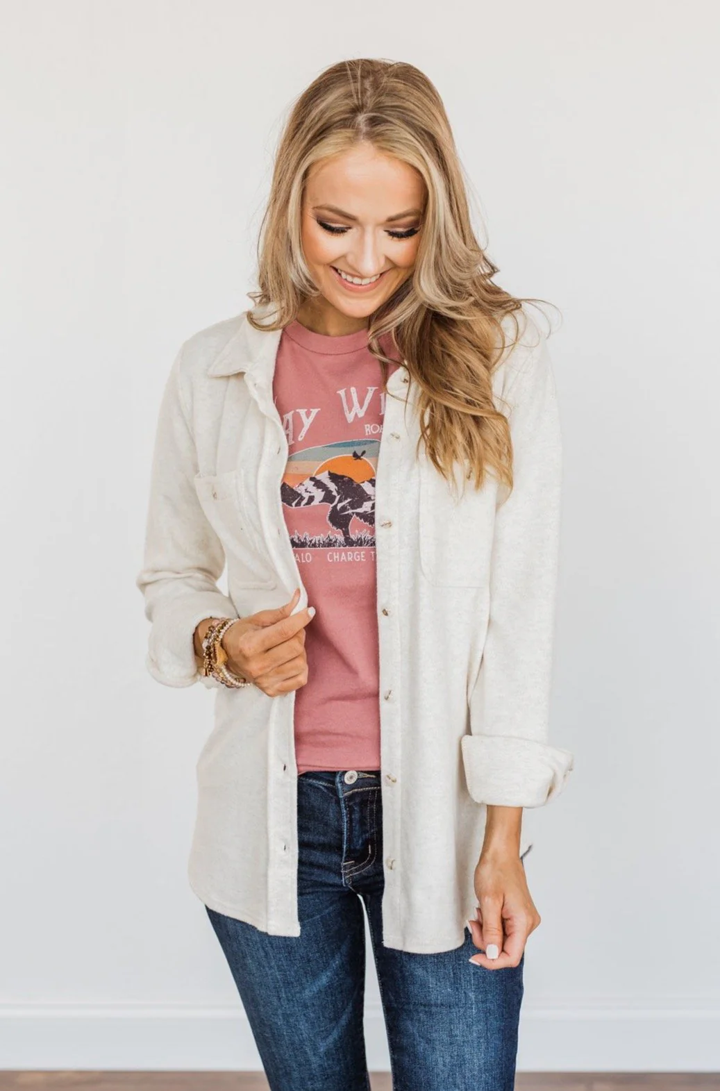 Thread & Supply Free Falling Shirt Jacket- Oatmeal - Image 9
