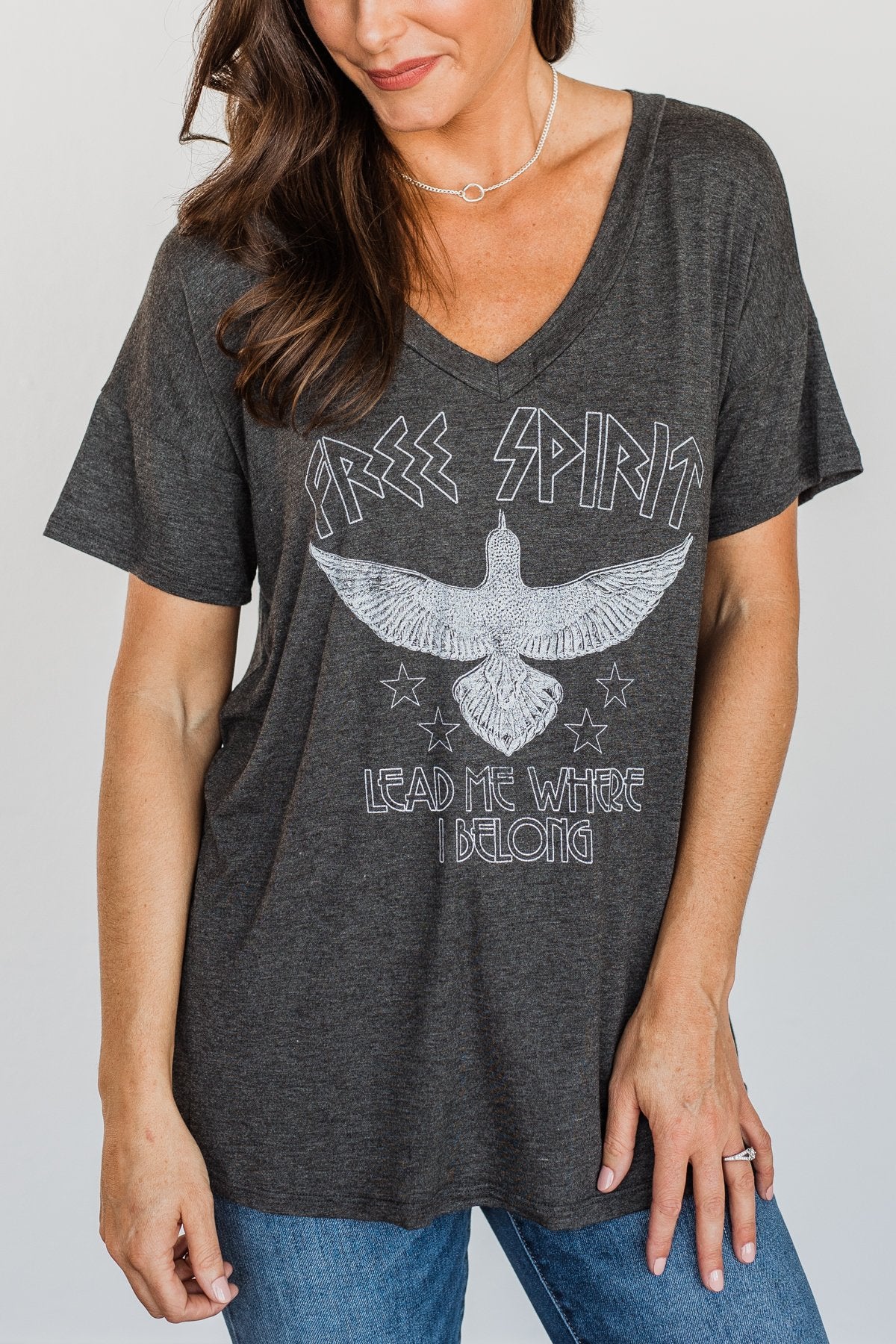 "Free Spirit" Graphic Tee- Charcoal - Image 2