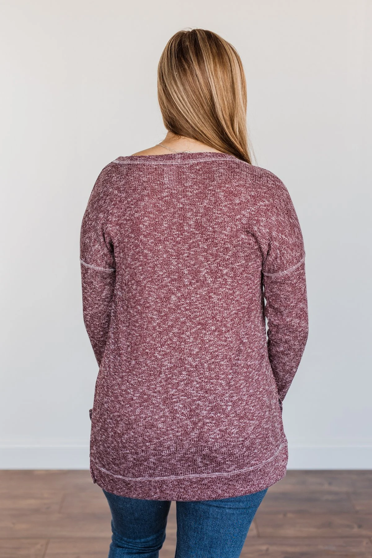 Free To Dream Knit Long Sleeve Top- Heathered Plum - Image 8