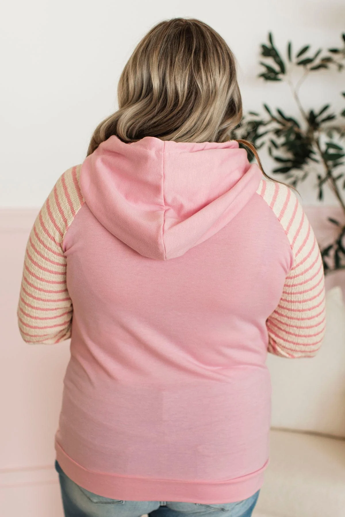 Free To Thrive Lightweight Hoodie- Pink & Ivory - Image 7