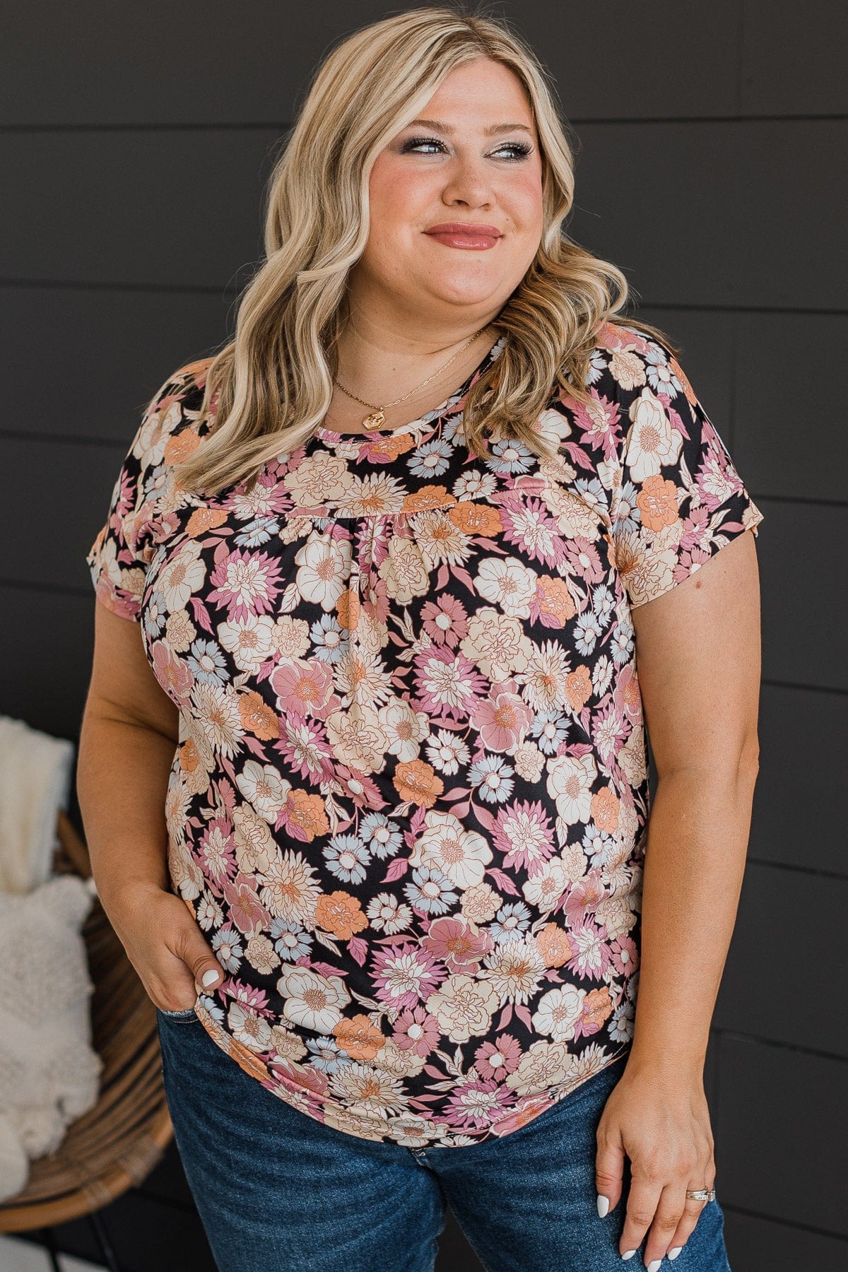 Fresh Beginnings Floral Top- Black - Image 2