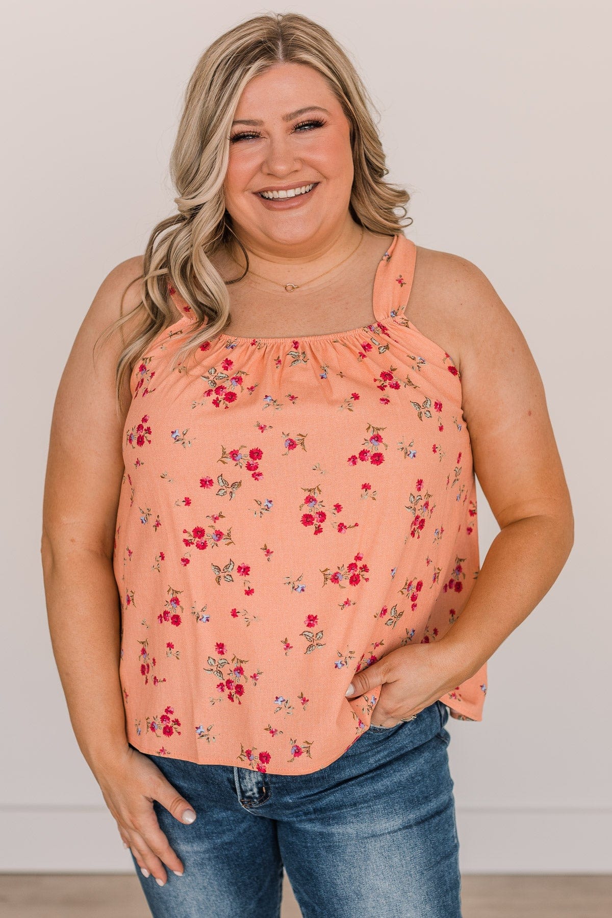 Fresh Feelings Floral Tank Top- Peach - Image 4