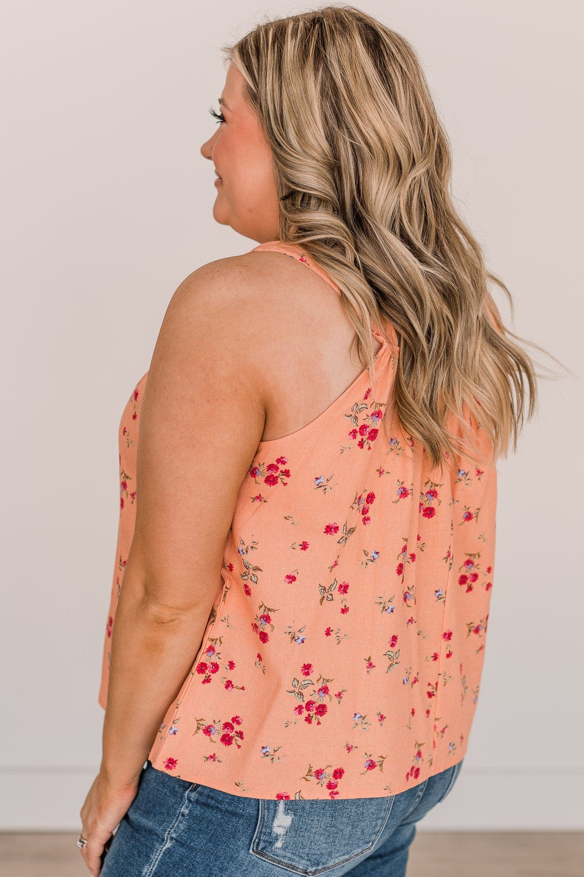 Fresh Feelings Floral Tank Top- Peach - Image 7
