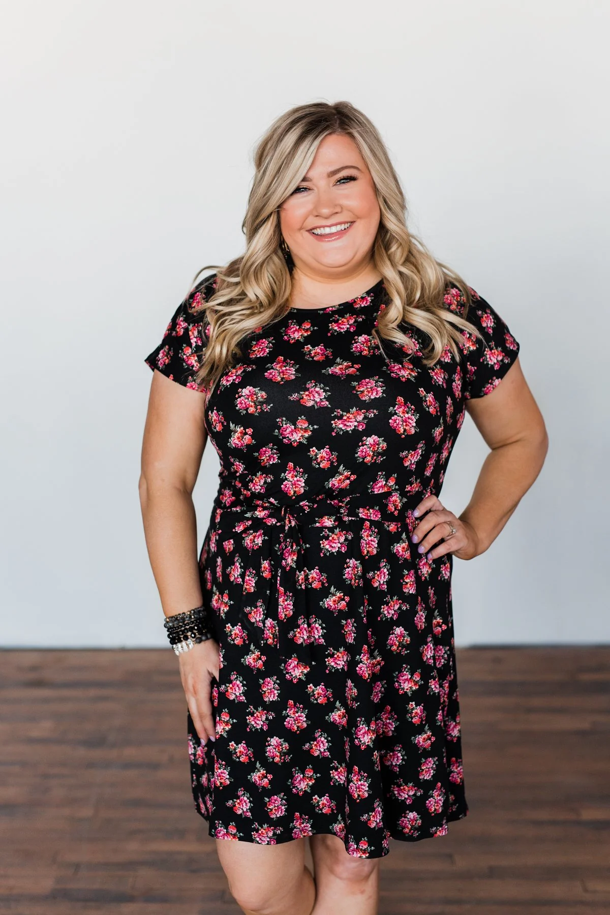Friendly Feelings Short Sleeve Floral Dress- Black - Image 11