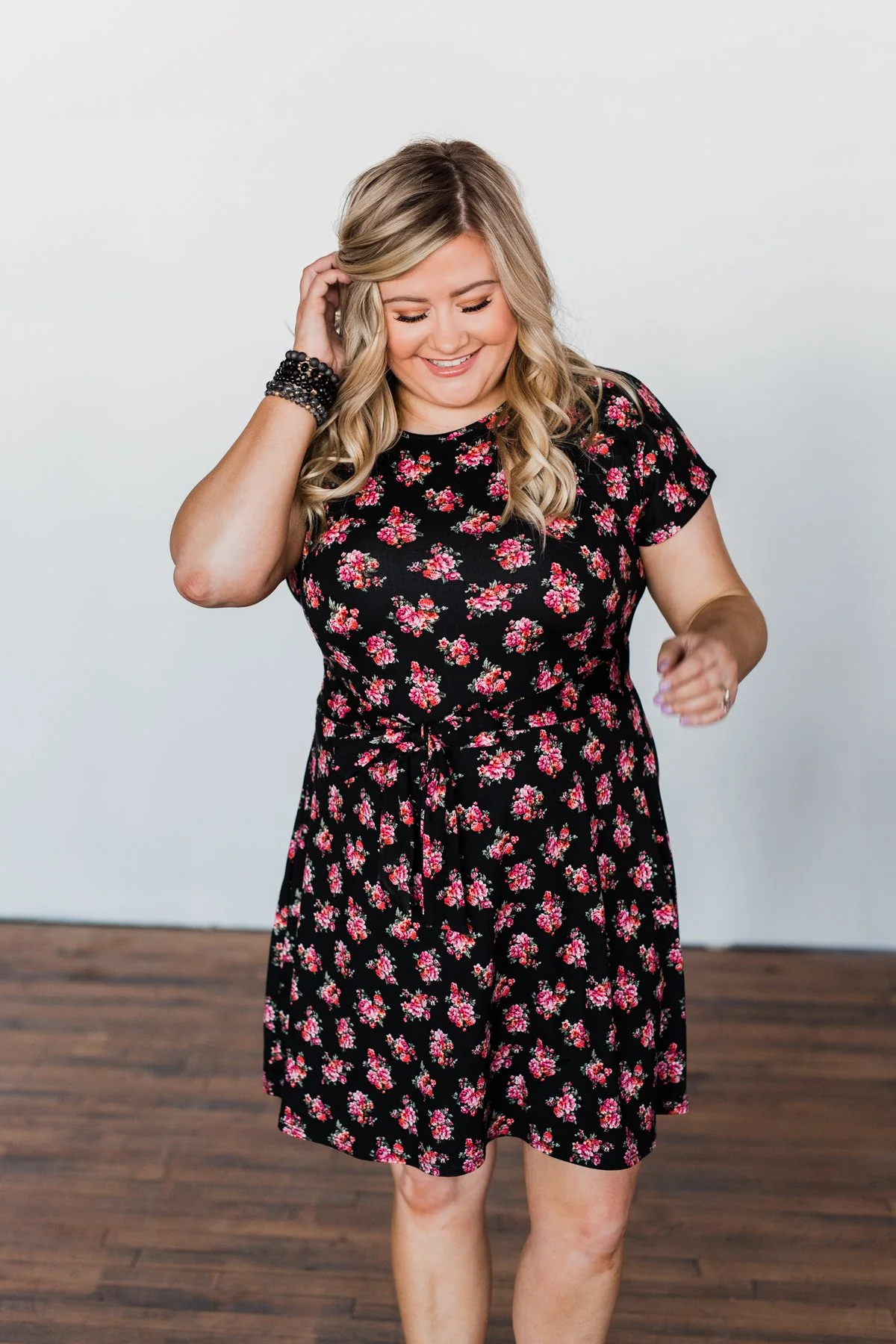 Friendly Feelings Short Sleeve Floral Dress- Black - Image 14