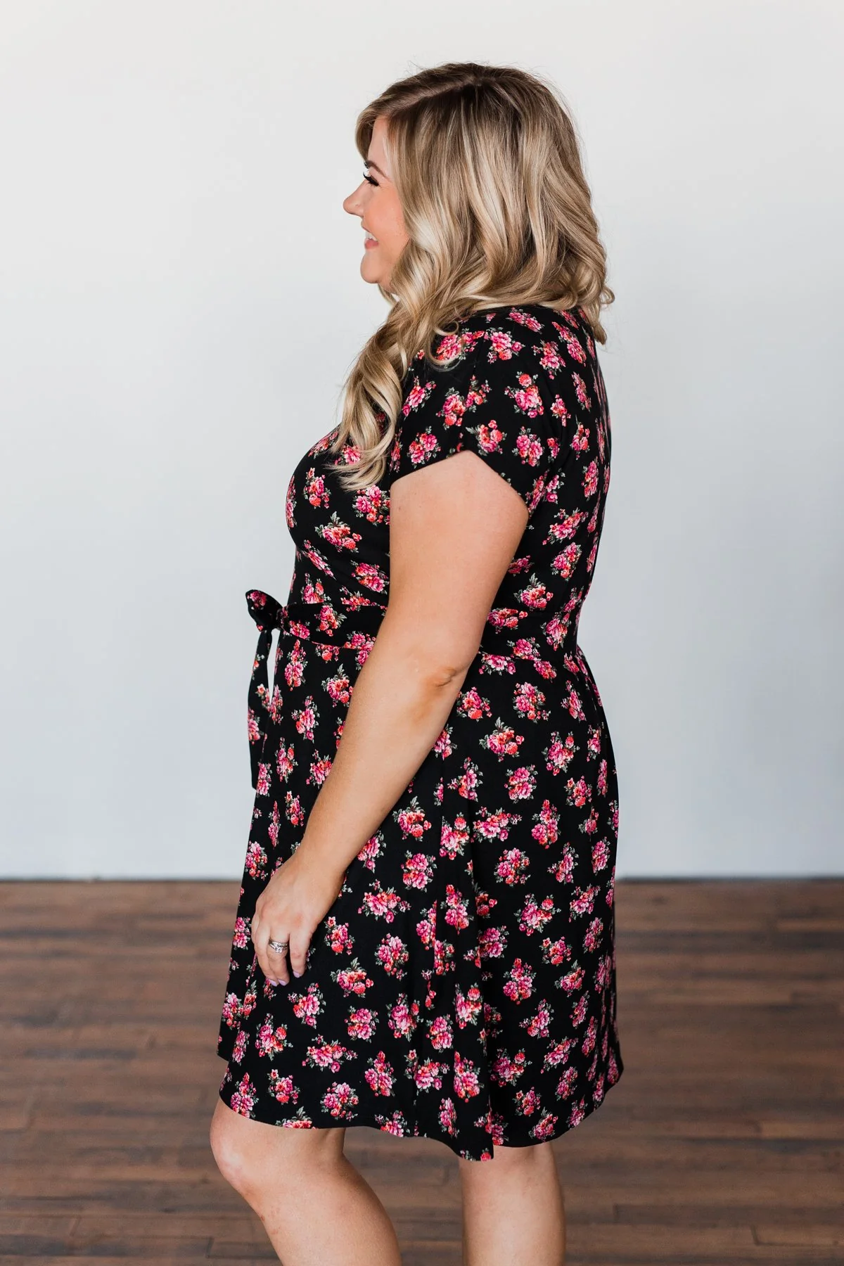 Friendly Feelings Short Sleeve Floral Dress- Black - Image 15
