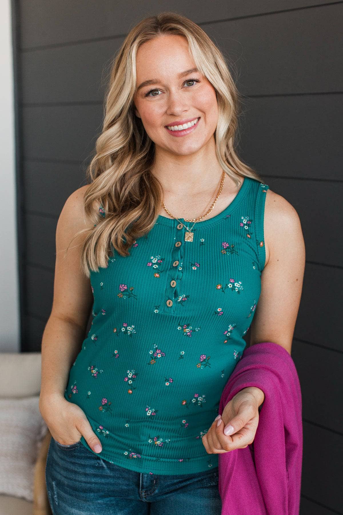 Friends For Life Floral Tank Top- Jade - Image 4
