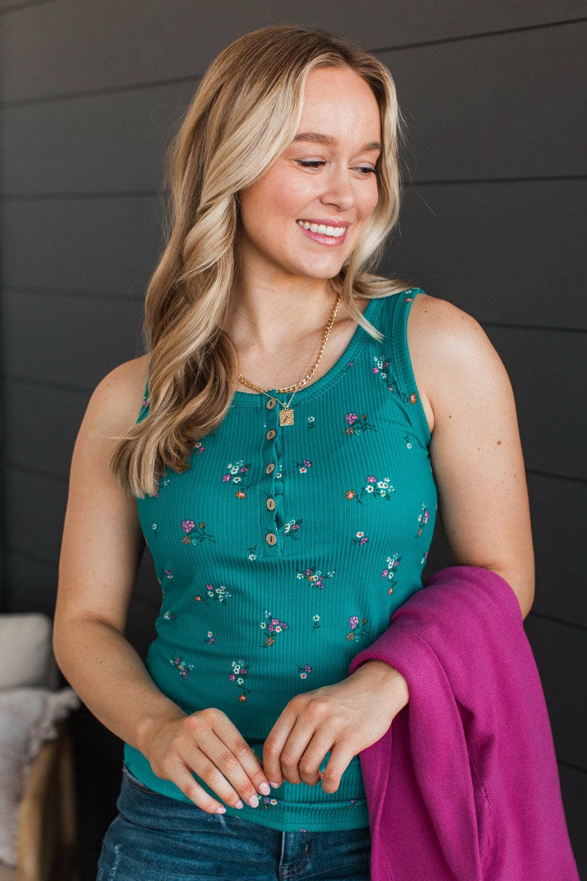 Friends For Life Floral Tank Top- Jade - Image 5