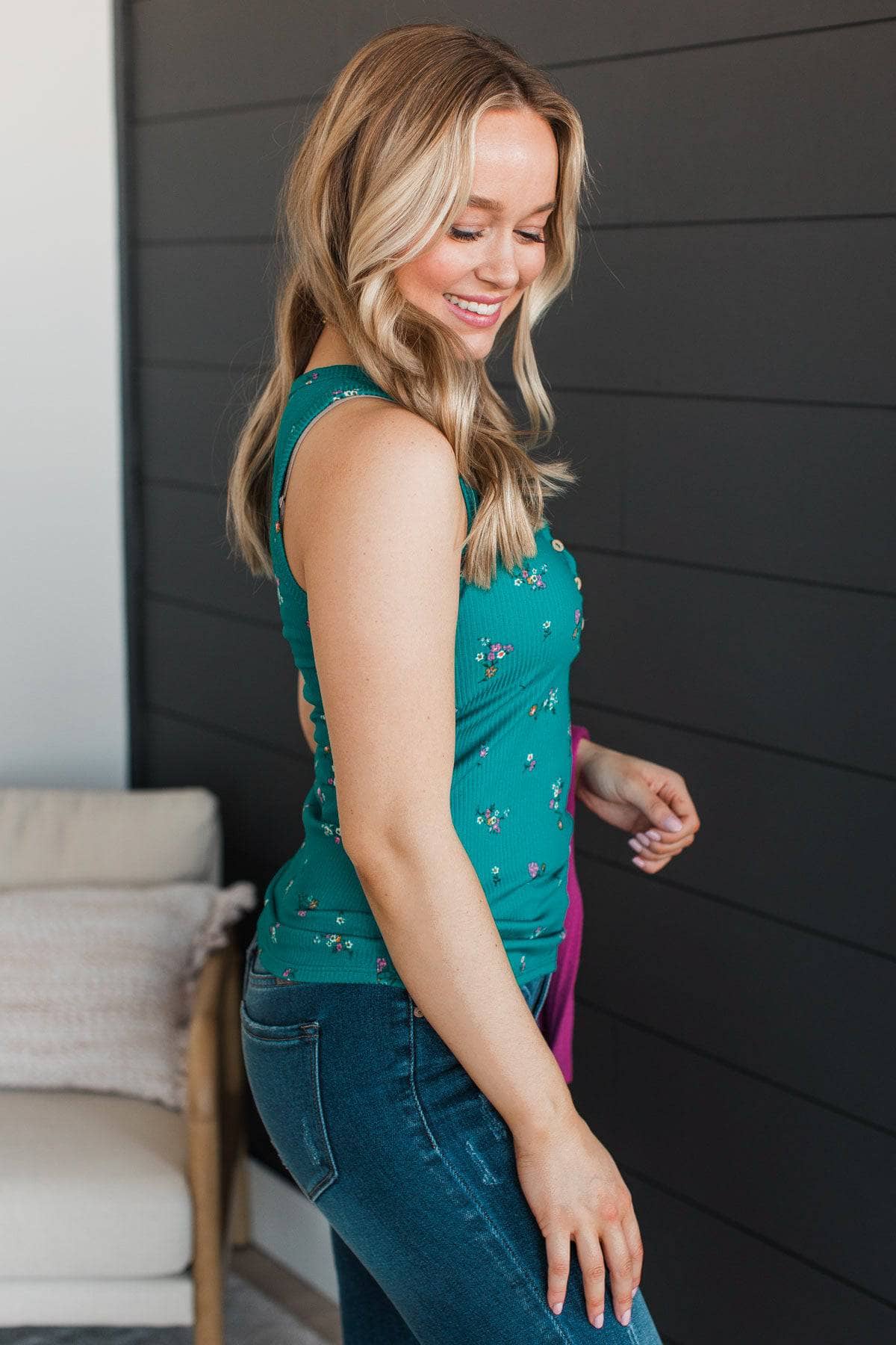 Friends For Life Floral Tank Top- Jade - Image 6