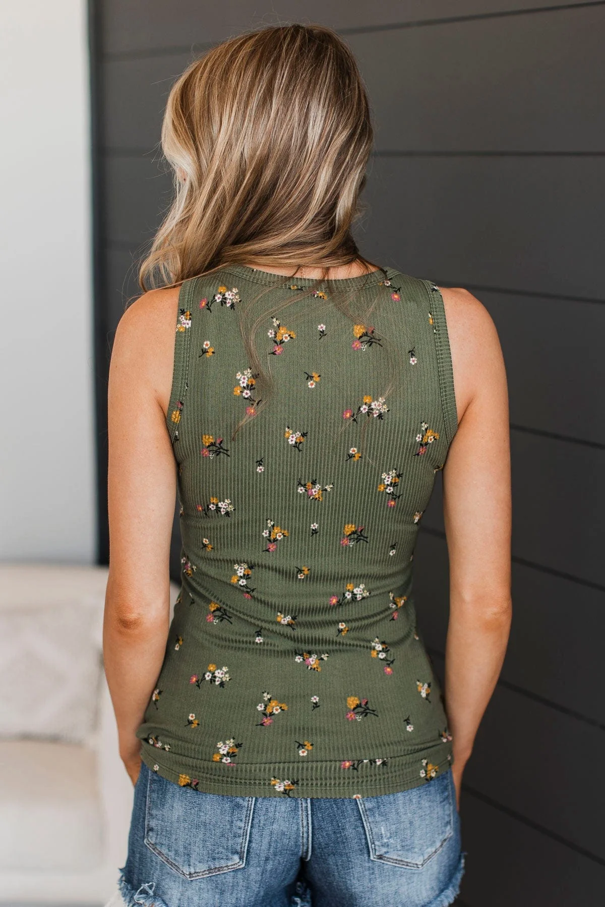 Friends For Life Floral Tank Top- Olive - Image 7