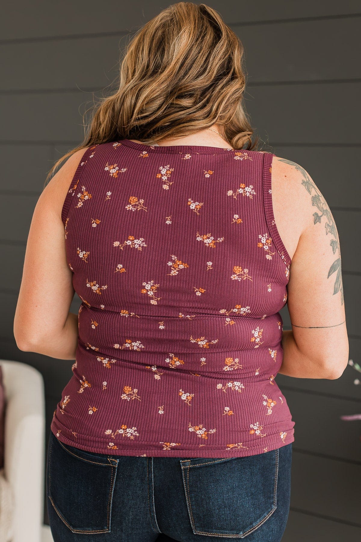 Friends For Life Floral Tank Top- Plum - Image 9
