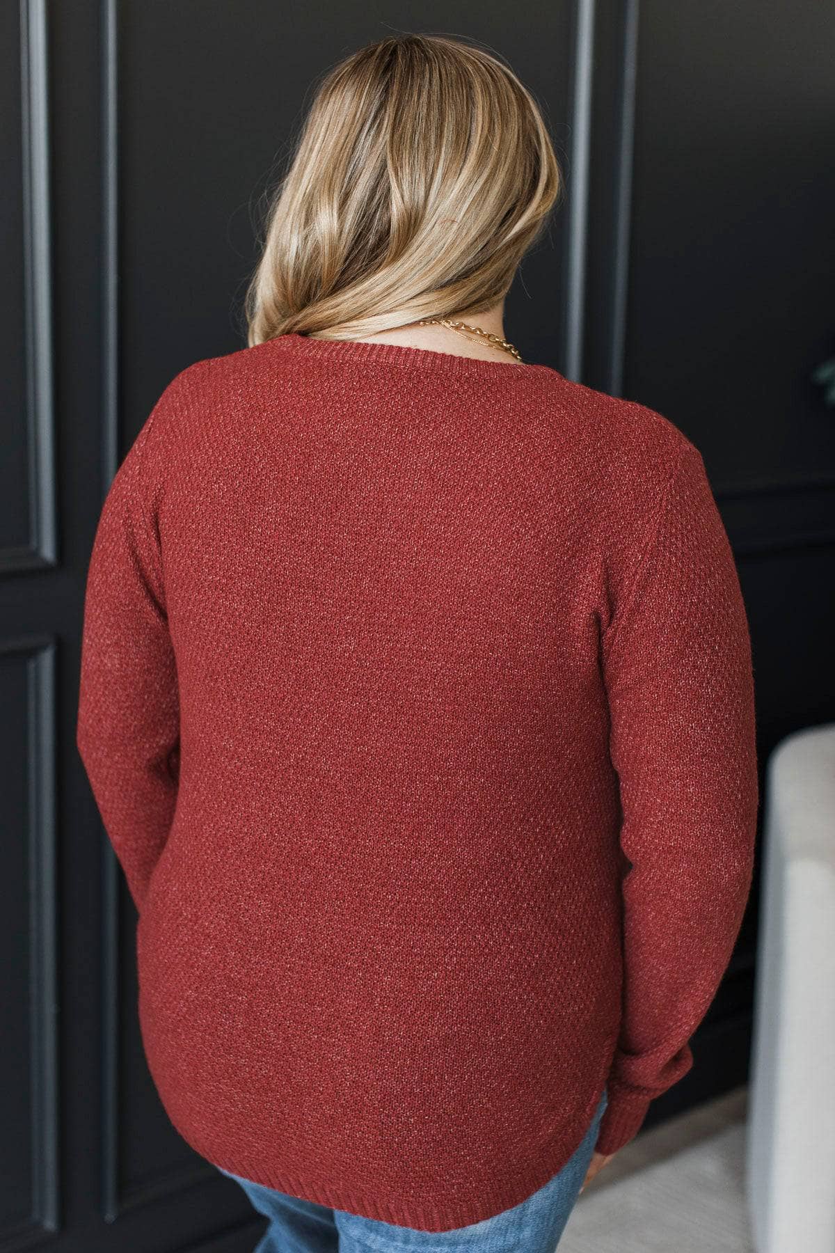 Friends Forever Knit Sweater- Brick Red - Image 7