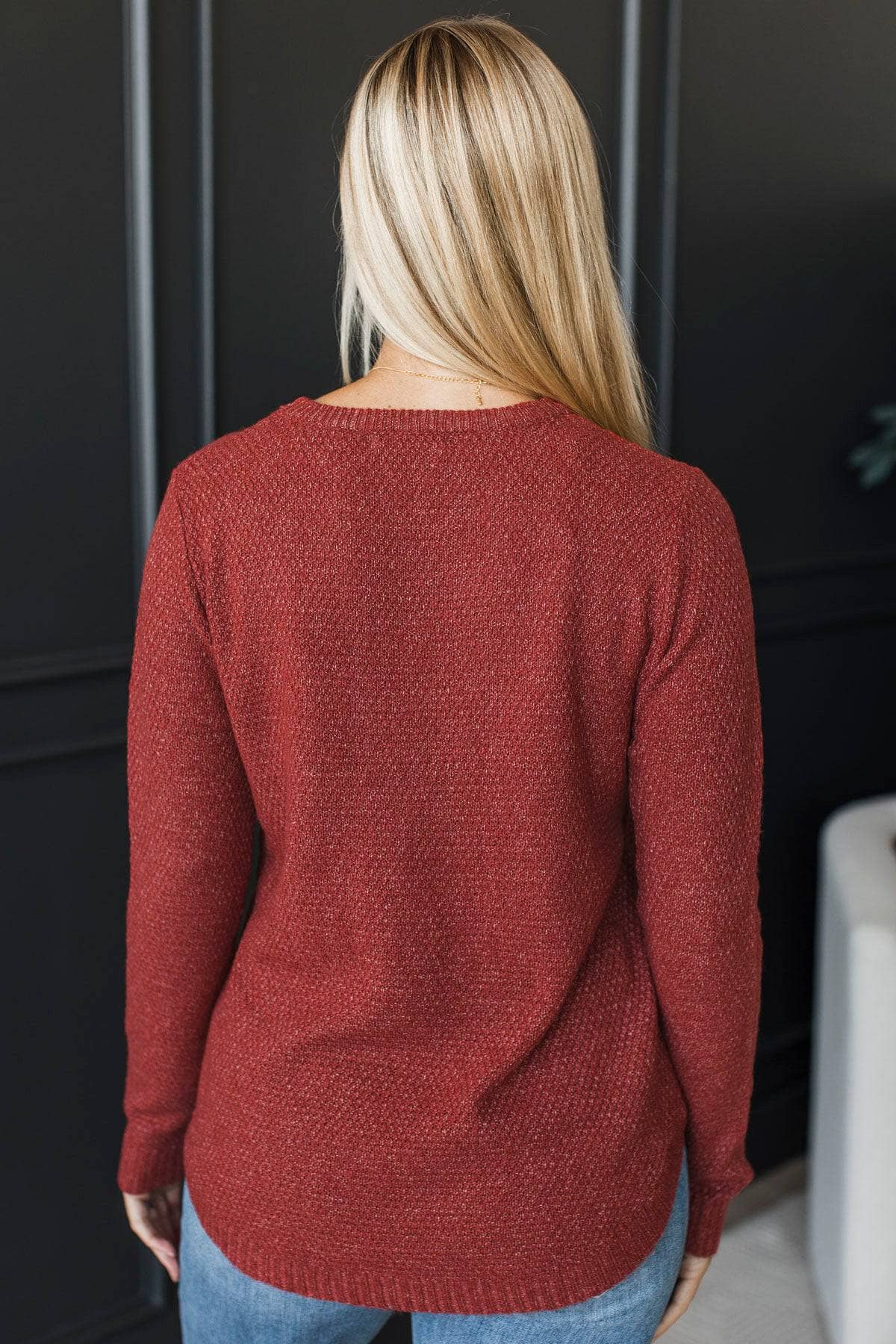 Friends Forever Knit Sweater- Brick Red - Image 8
