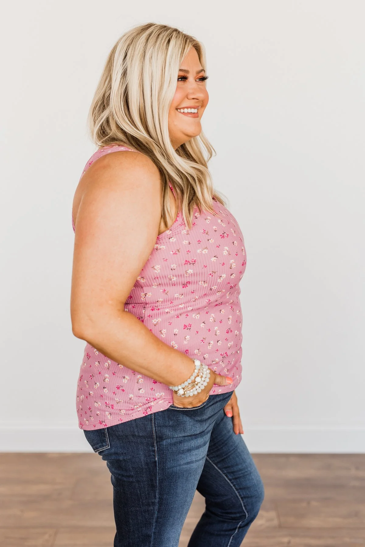 Frolic Through The Flowers Knit Tank Top- Pink - Image 11