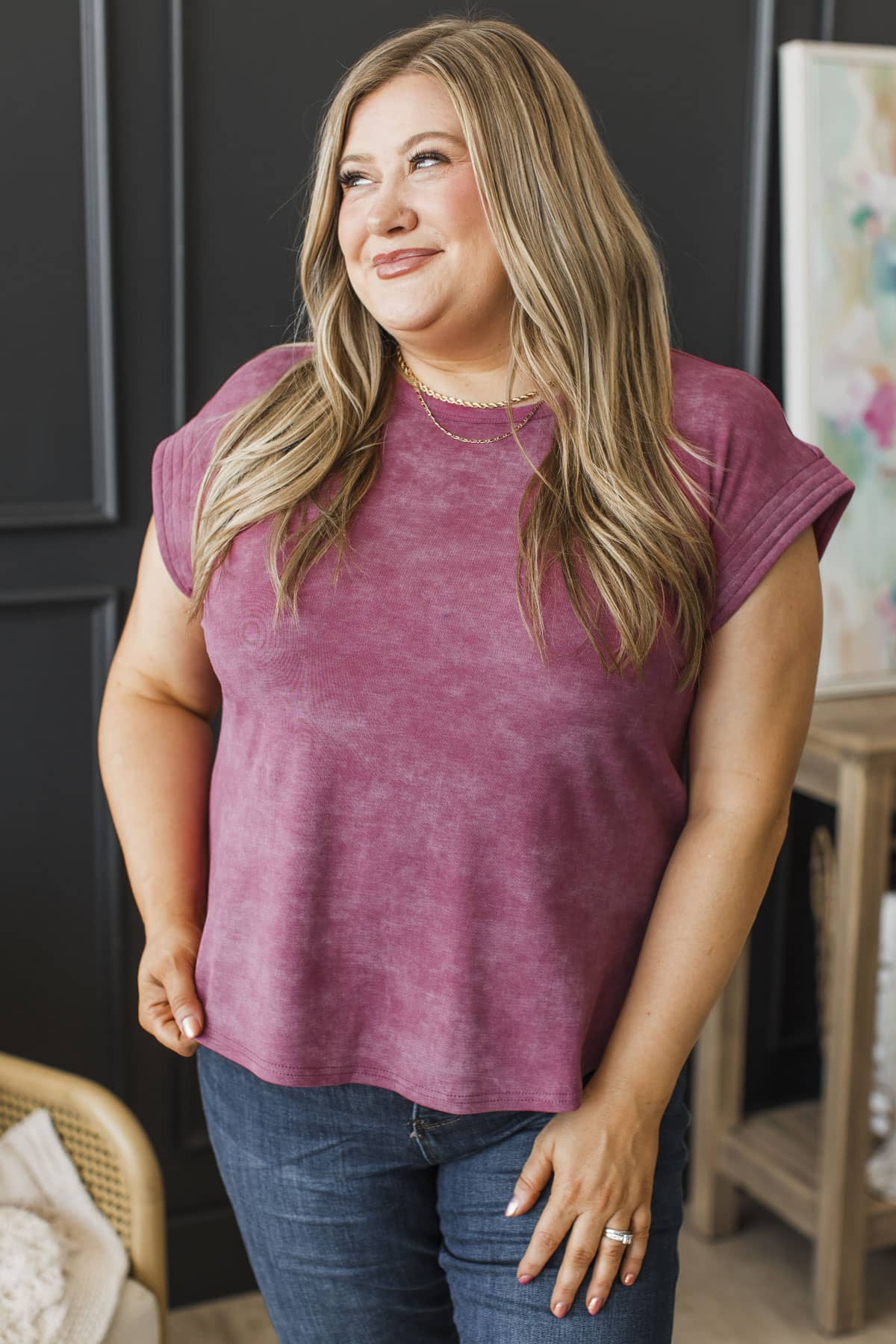 From Me to You Short Sleeve Top- Dusty Raspberry