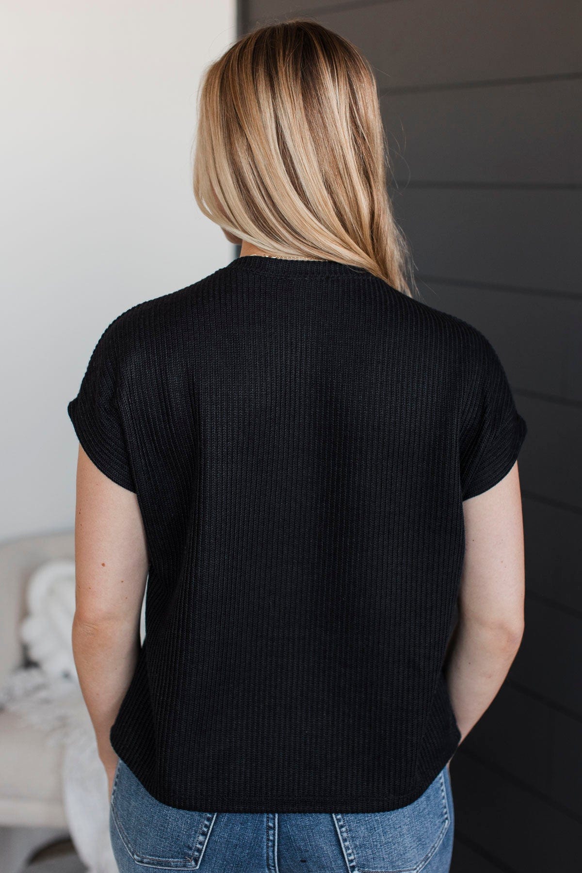 From The Beginning Knit Top- Black - Image 7