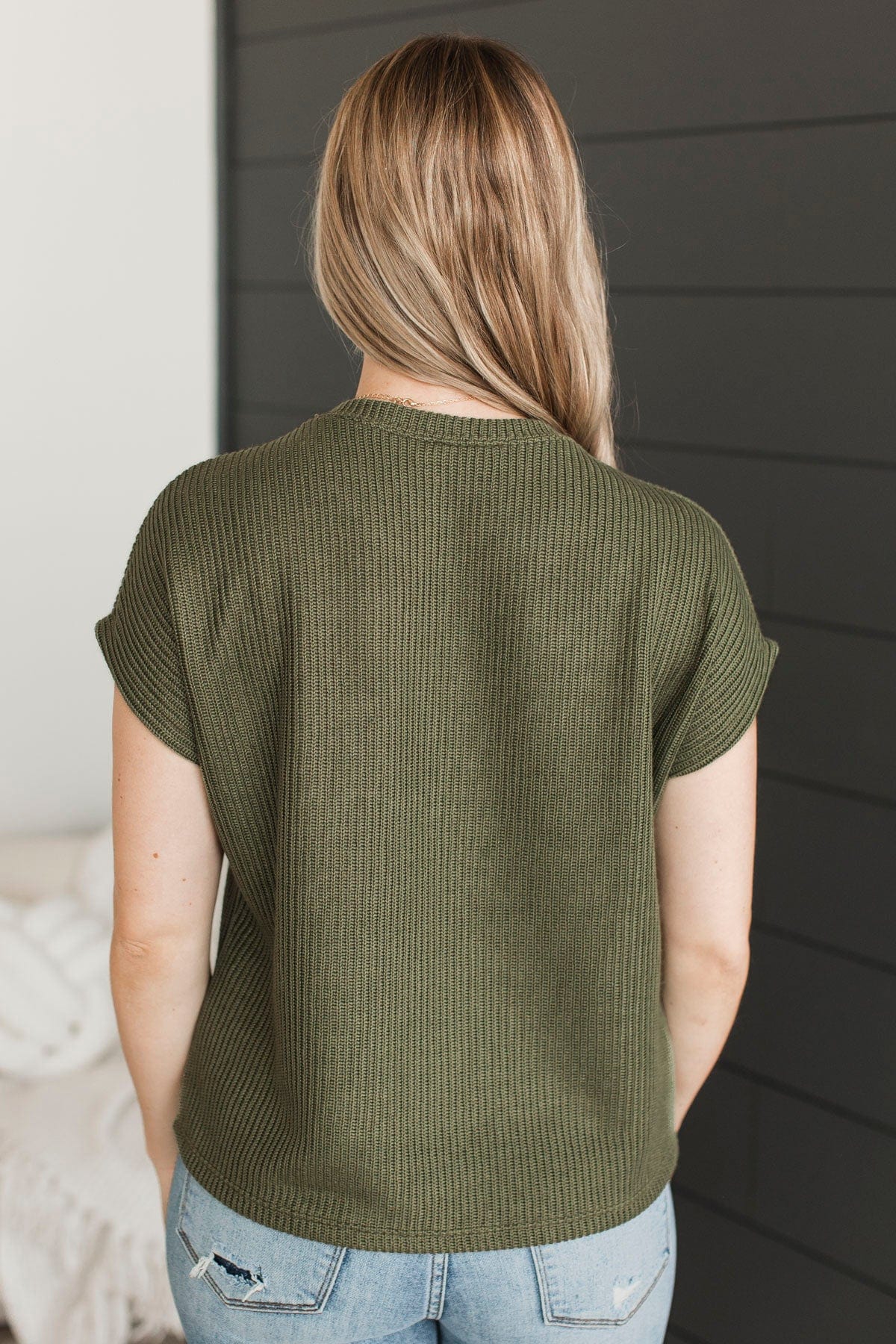 From The Beginning Knit Top- Olive - Image 6