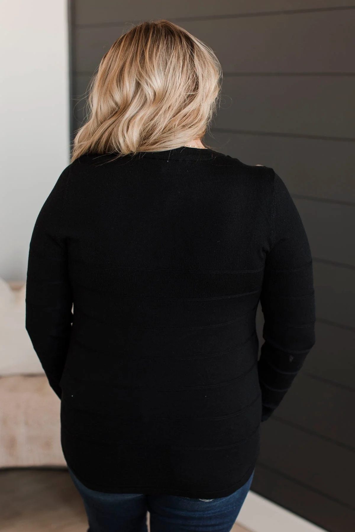From The Heart Button Knit Sweater- Black - Image 8