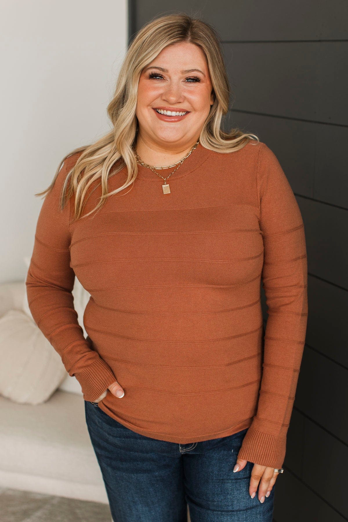 From The Heart Knit Sweater- Copper - Image 4