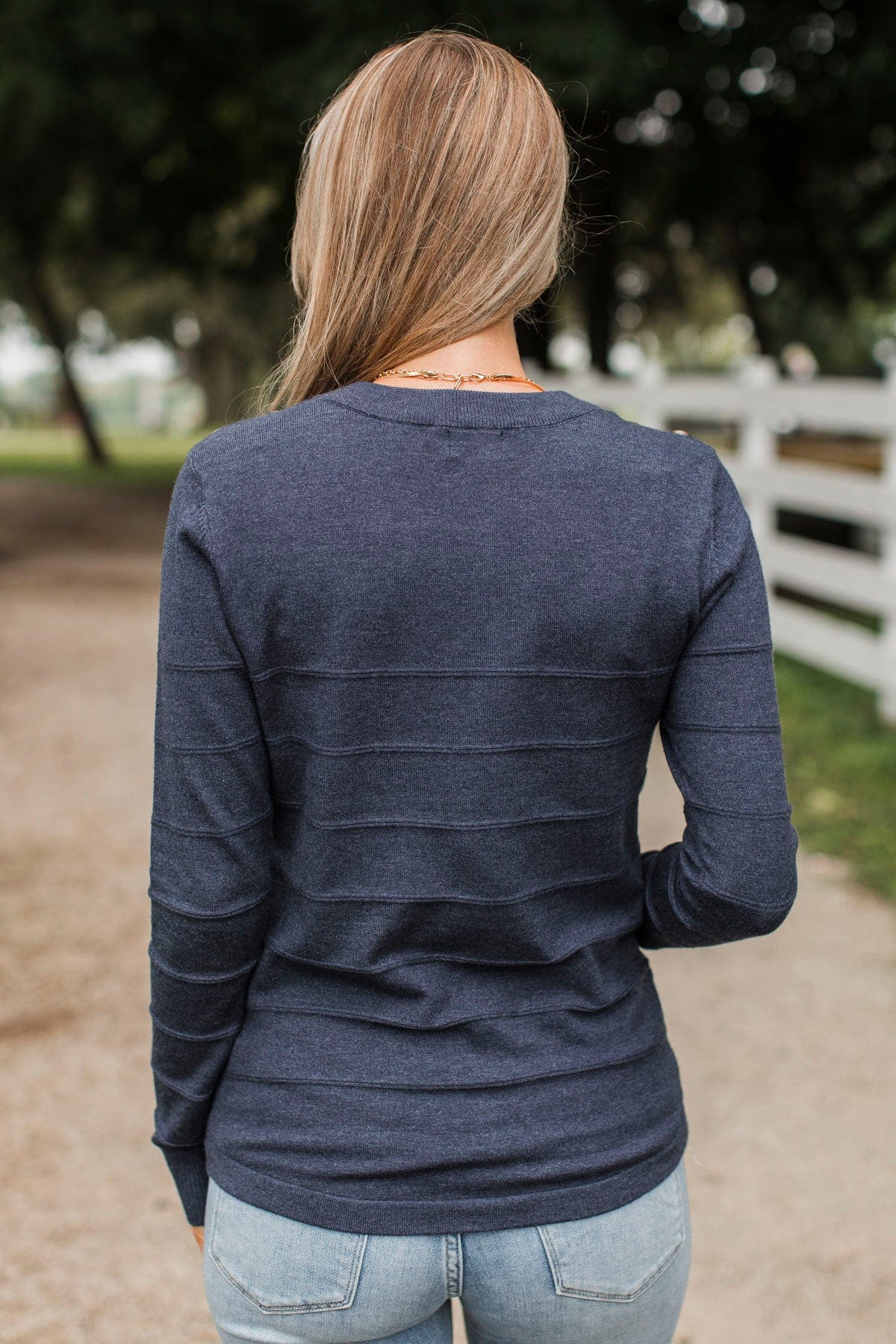 From The Heart Button Knit Sweater- Navy - Image 9