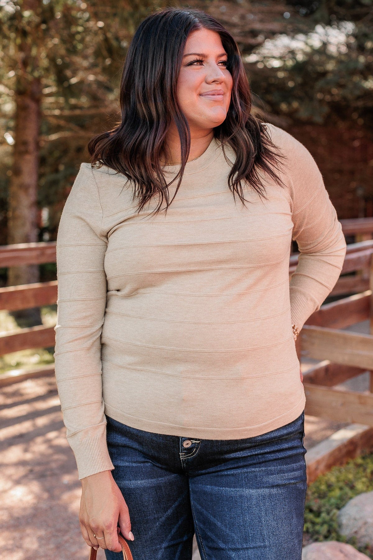 From The Heart Button Knit Sweater- Oatmeal - Image 2