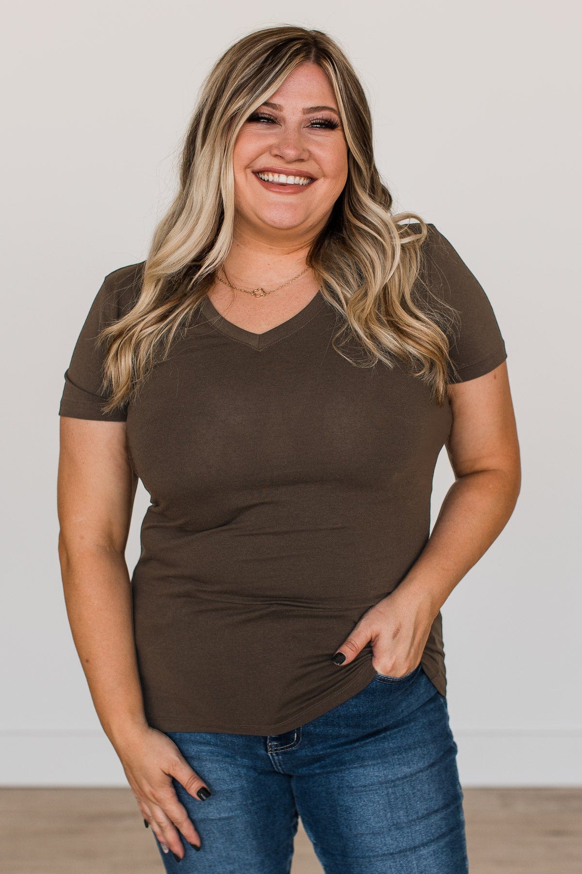 From The Moment We Met V-Neck Tee- Dark Brown - Image 2