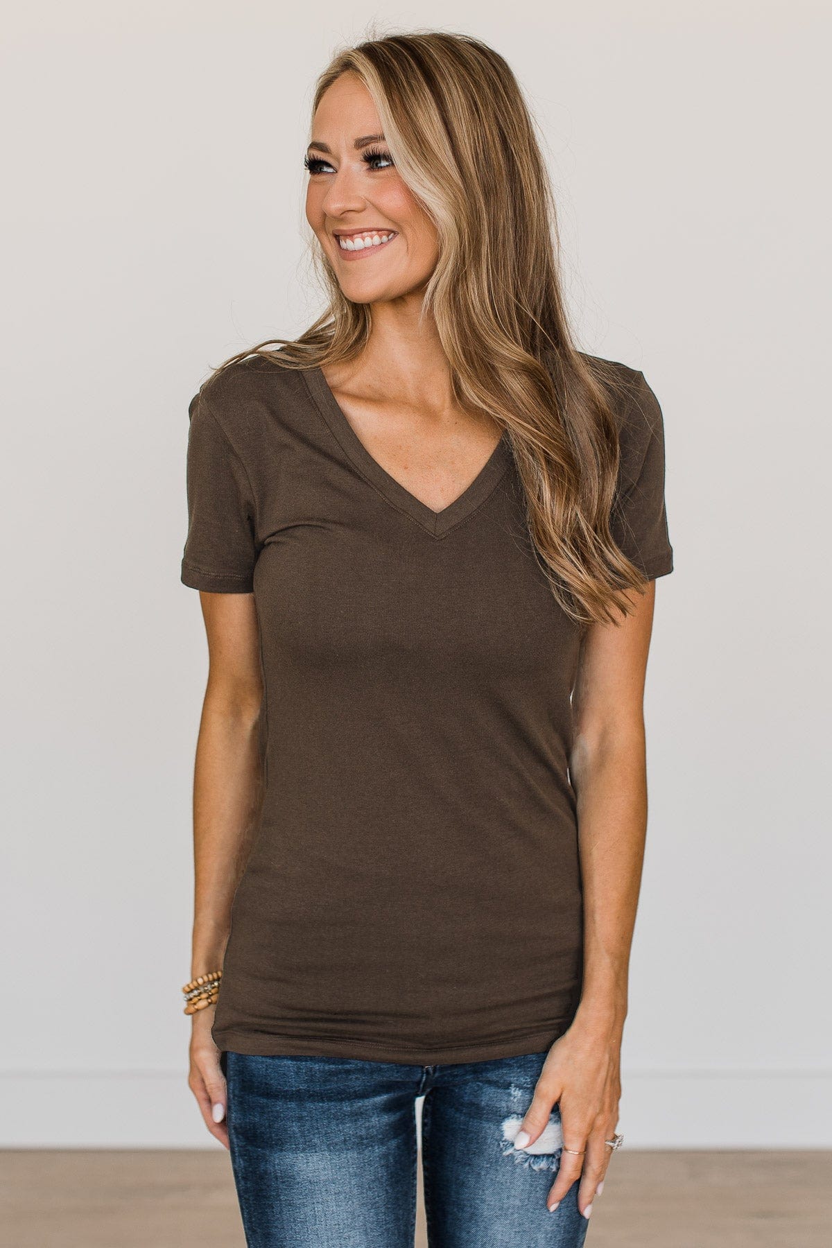 From The Moment We Met V-Neck Tee- Dark Brown - Image 3