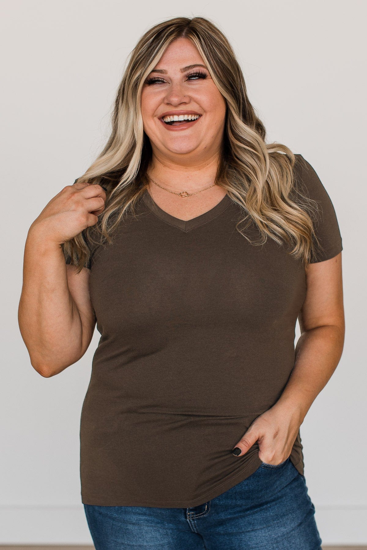 From The Moment We Met V-Neck Tee- Dark Brown - Image 4