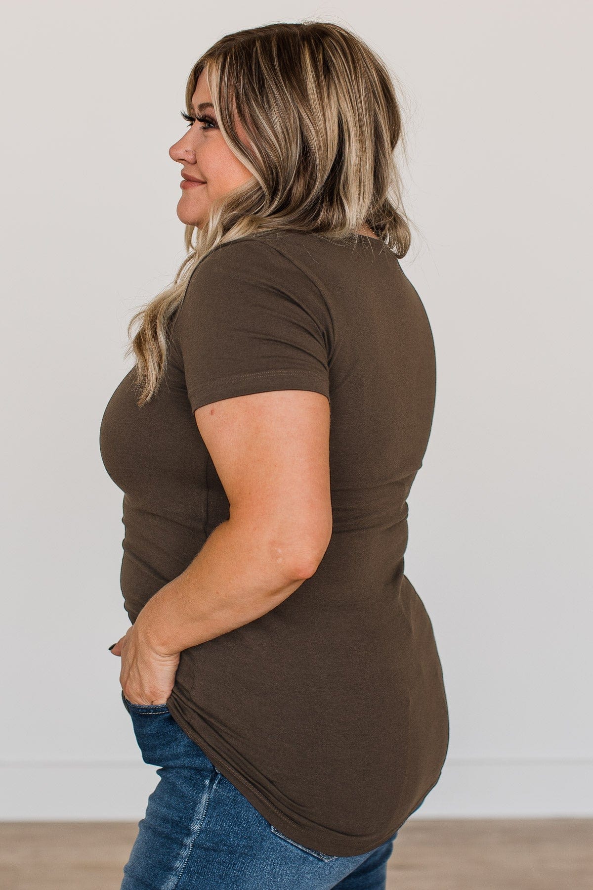 From The Moment We Met V-Neck Tee- Dark Brown - Image 6