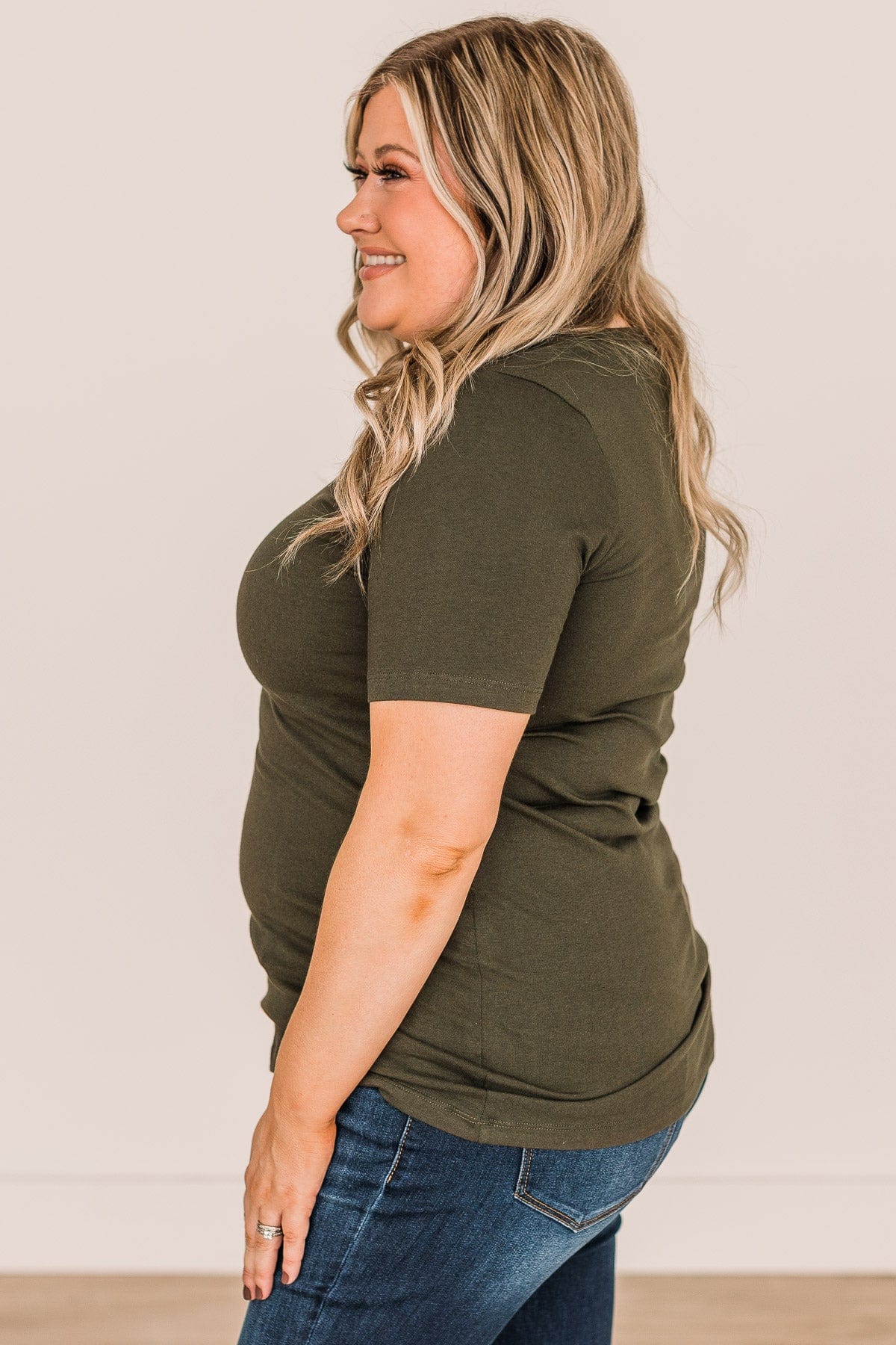 From The Moment We Met V-Neck Tee- Dark Olive - Image 6