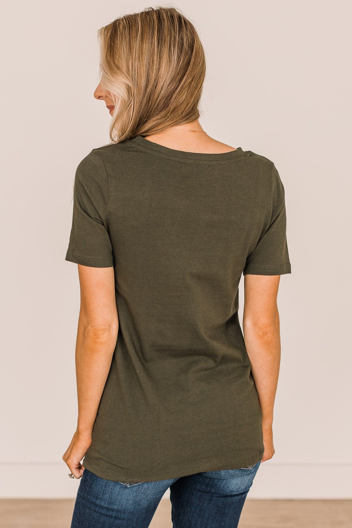 From The Moment We Met V-Neck Tee- Dark Olive - Image 7
