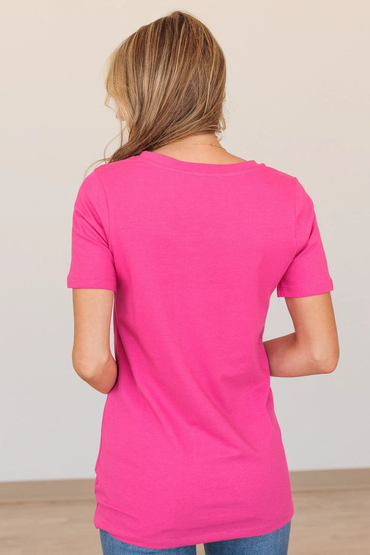 From The Moment We Met V-Neck Tee- Hot Pink - Image 9