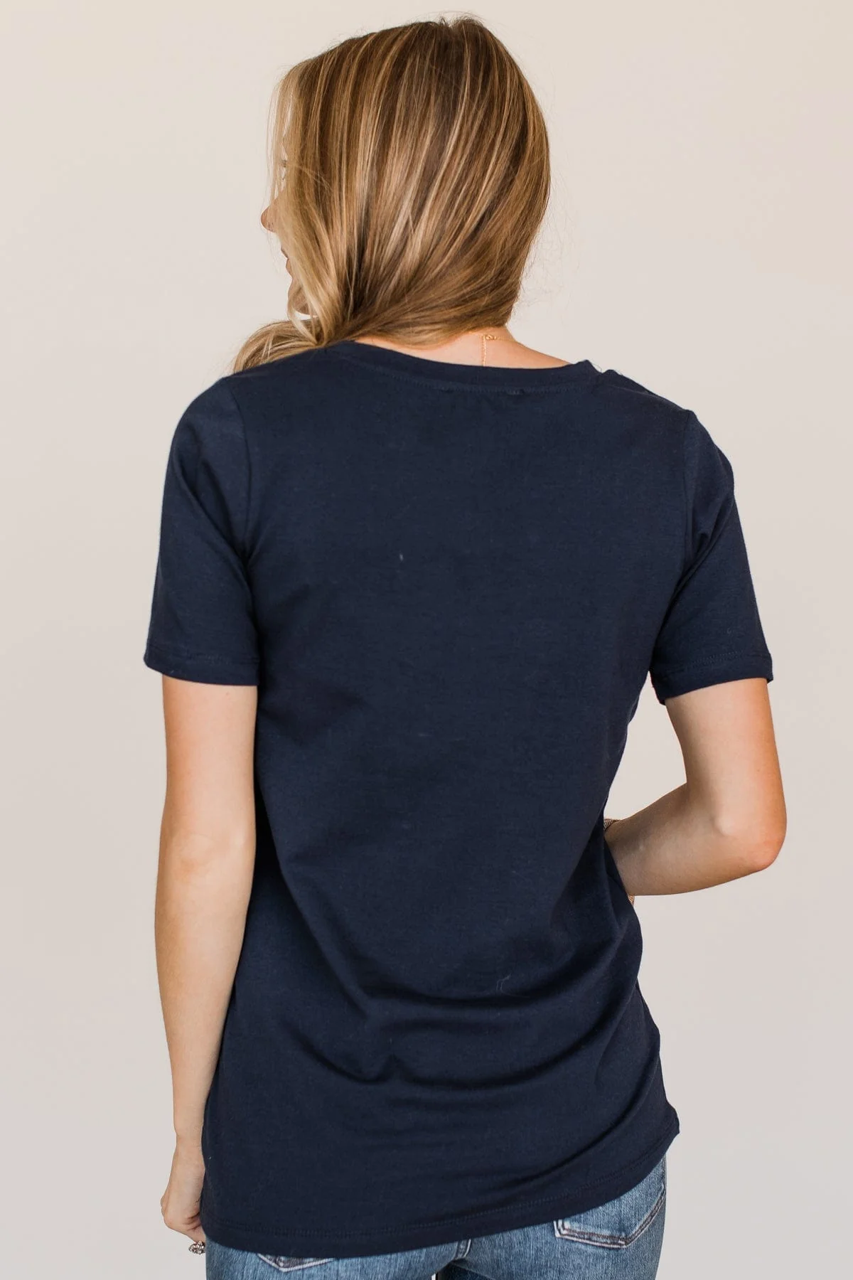 From The Moment We Met V-Neck Tee- Navy - Image 8