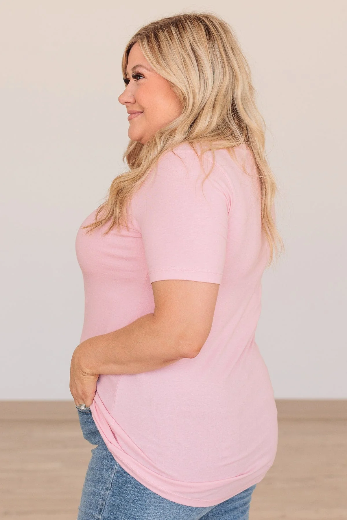 From The Moment We Met V-Neck Tee- Pink - Image 7