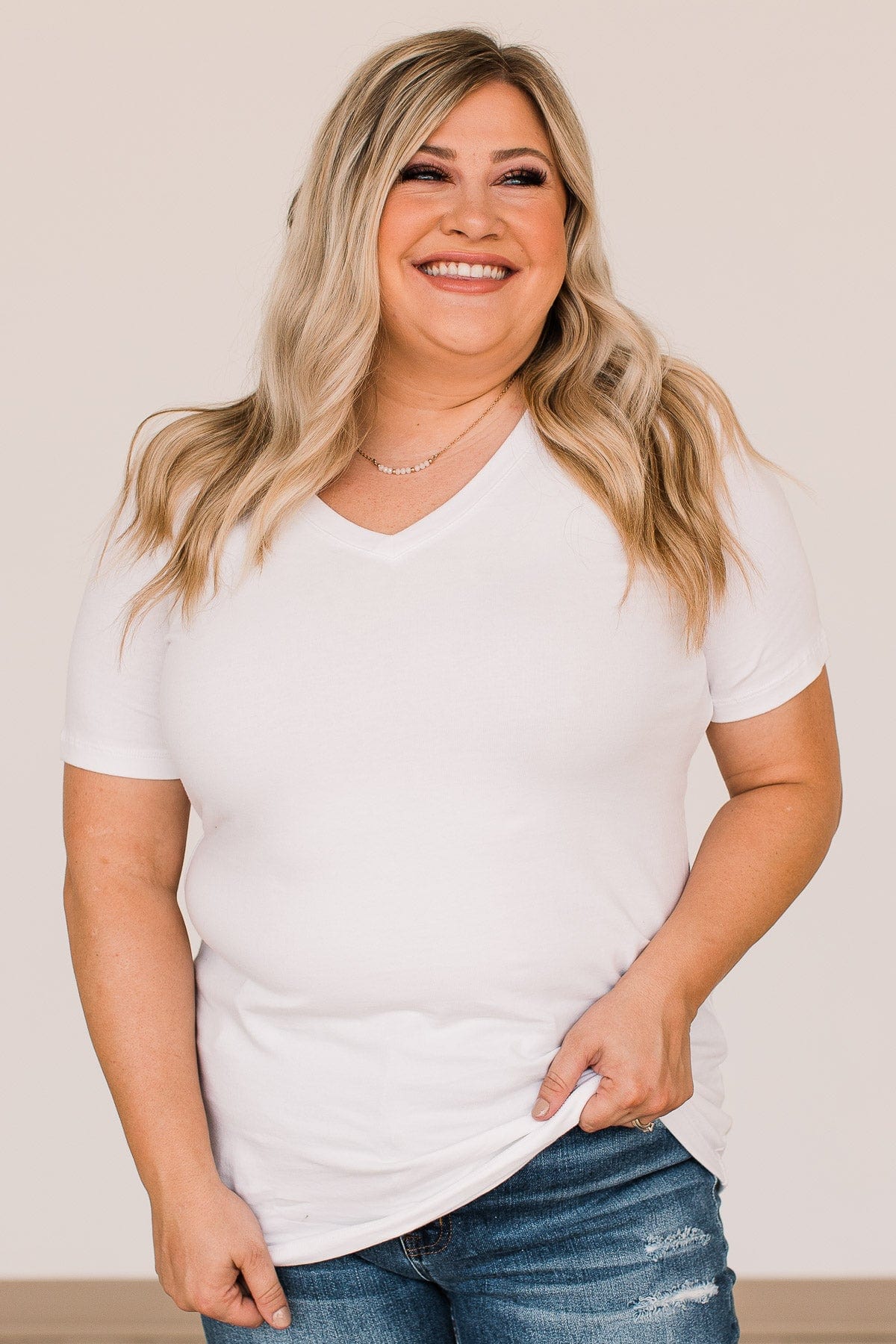 From The Moment We Met V-Neck Tee- White - Image 2