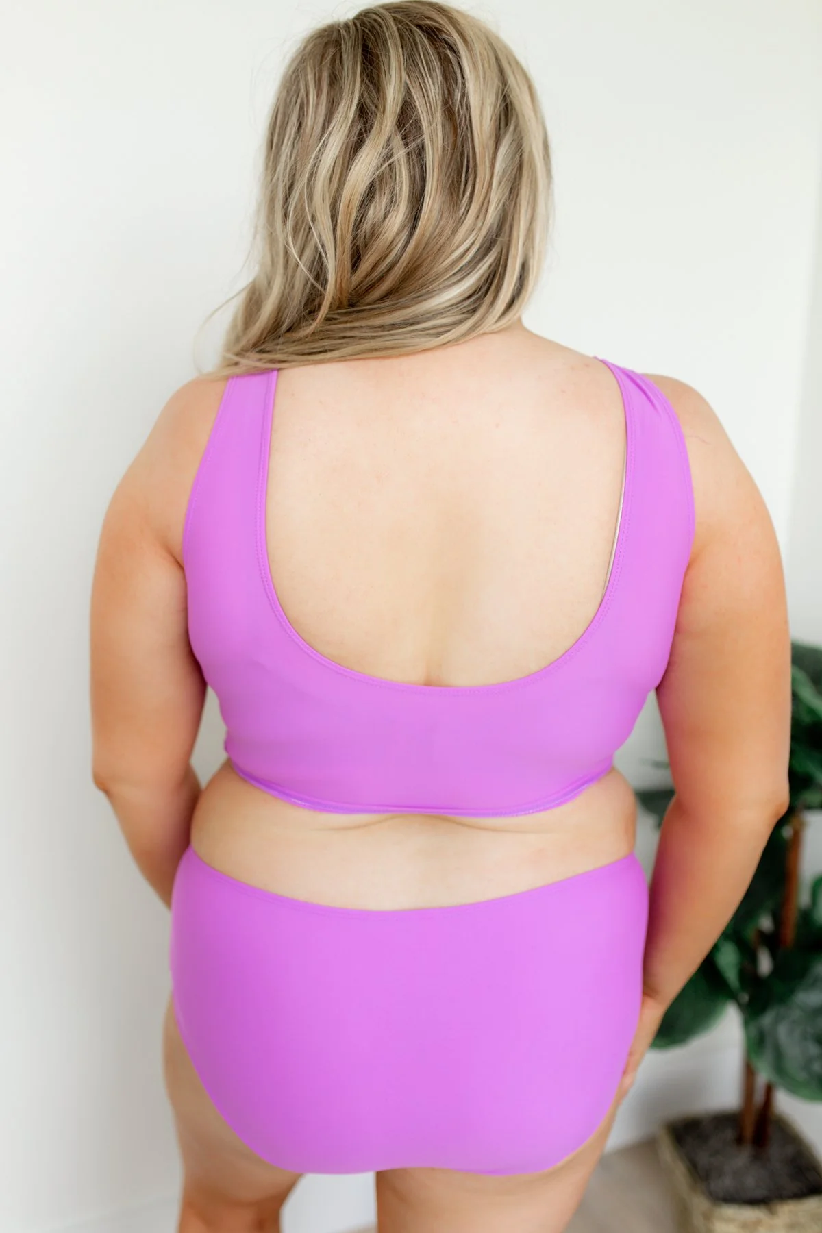 Front Knot Swimsuit Tankini- Solid Purple - Image 16