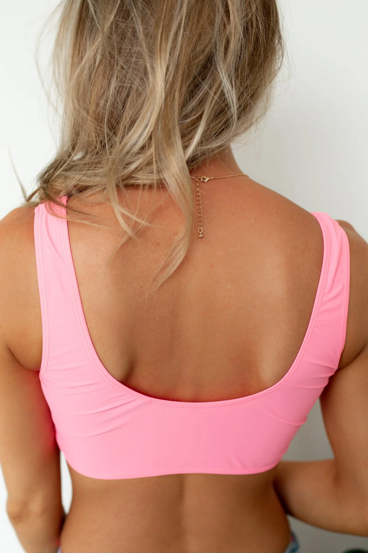 Front Knot Swimsuit Tankini- Neon Pink - Image 10